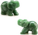 Carved Healing Crystals Gemstones Elephant Statue Figurine Collectible Decor 1.5 inches(Green Aventurine) - Image 3
