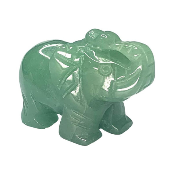Carved Healing Crystals Gemstones Elephant Statue Figurine Collectible Decor 1.5 inches(Green Aventurine)