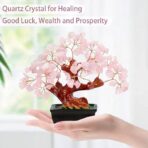 Feng Shui Natural Rose Pink Quartz Crystal Money Tree - Image 3